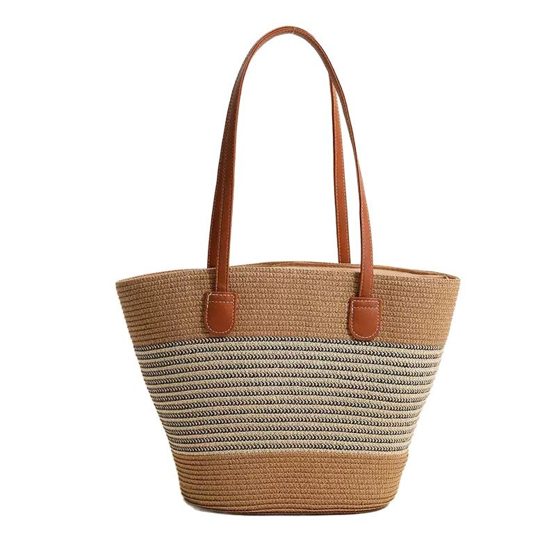 Stroh-Handtasche mit strukturierten Akzenten Skanto