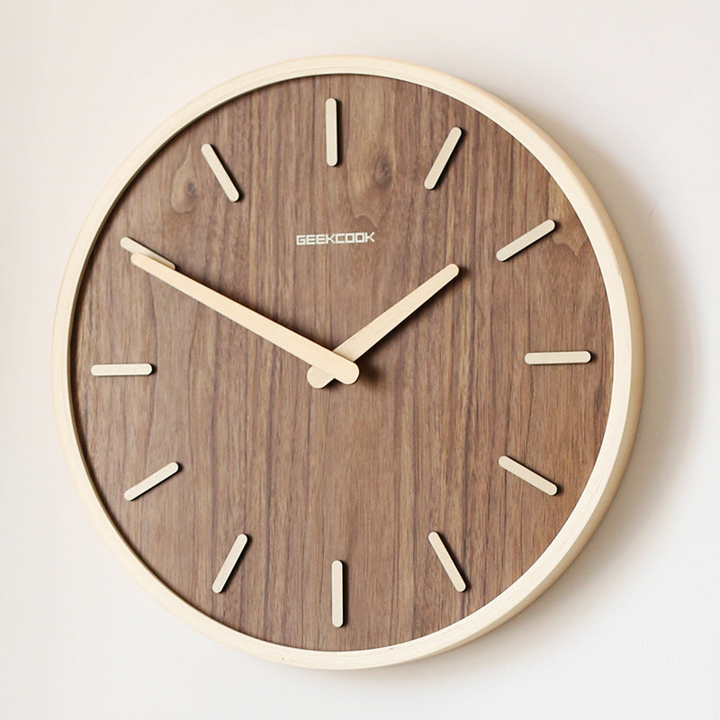 Minimalistische, leise Wanduhr aus Holz, 12 Zoll