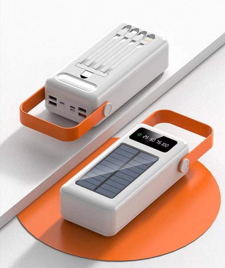 Solarbetriebene Powerbank mit integrierten Ladekabeln Skanto