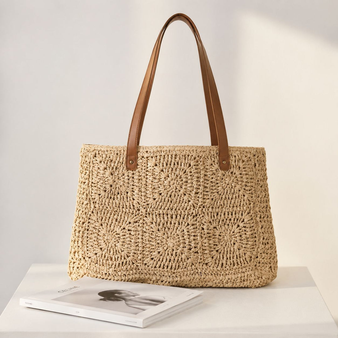 Geflochtene Jutetasche mit Ledergriff Skanto