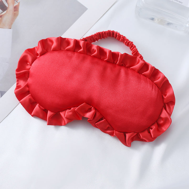 Satin-glänzende Augenmaske für Damen mit ergonomischer Kontur, Rüschenrand und weicher Polsterung Skanto