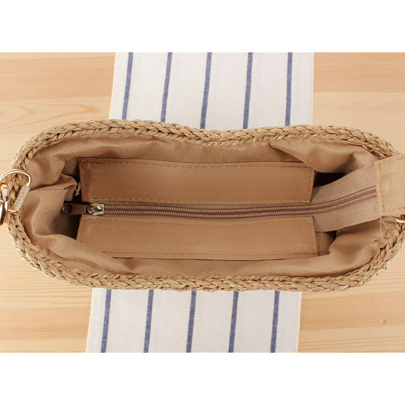 Moderne Strohtasche mit Kettenhenkel Skanto