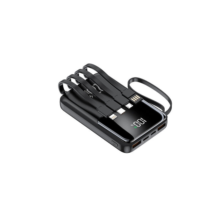 Tragbare Powerbank mit mehreren integrierten Ladekabeln und Digitalanzeige Skanto