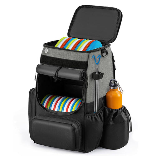 Unisex robuster Discgolf-Rucksack mit gepolstertem Disc-Fach, seitlicher Flaschentasche und multifunktionalen Zubehörtaschen Skanto