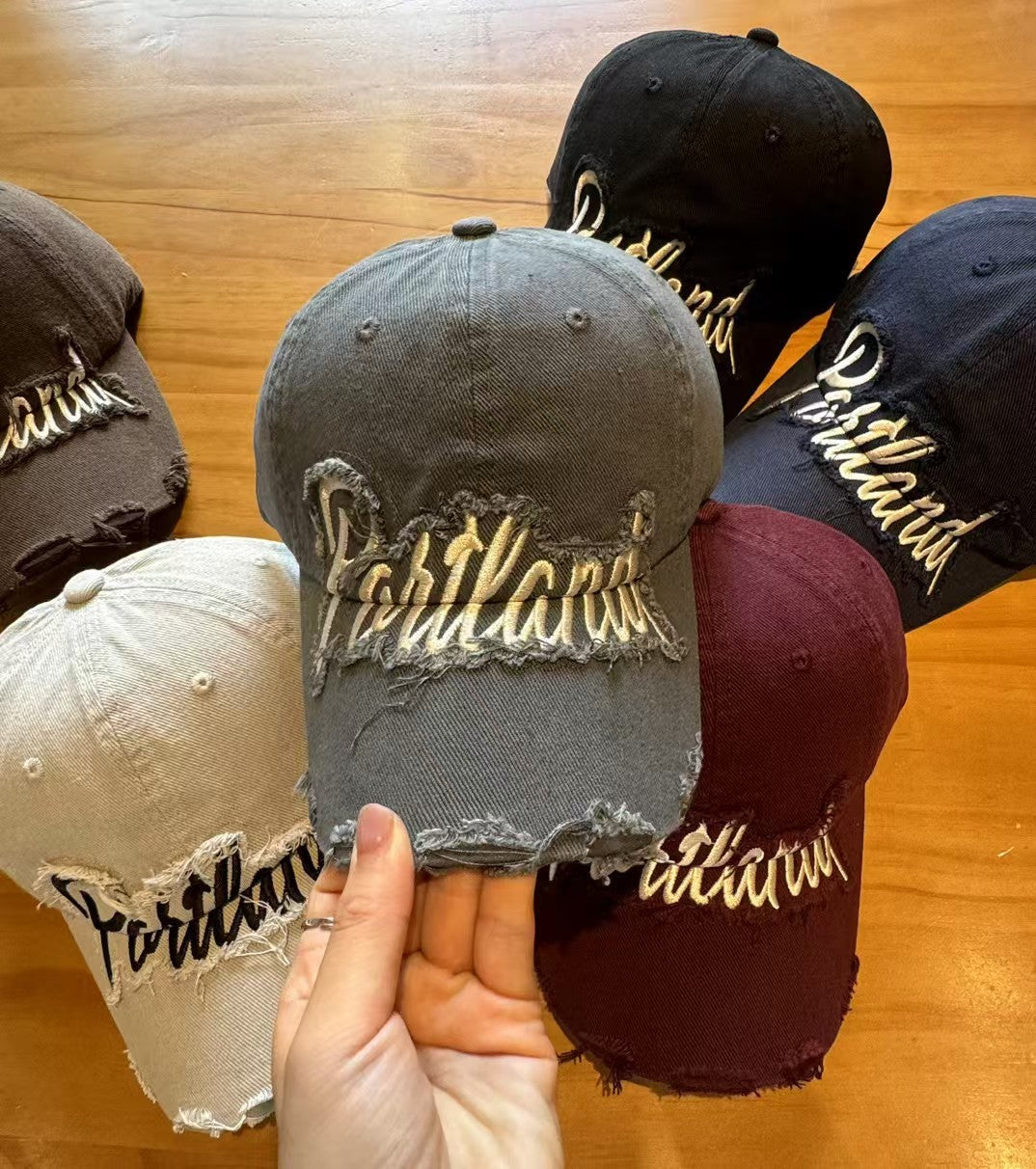 Unisex Distressed Denim Baseballkappe Skanto