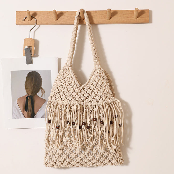 Gehäkelte Strandtasche mit Fransen-Details Skanto