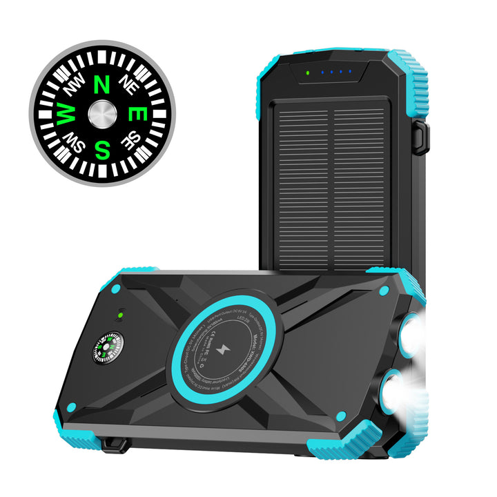 Solar-Powerbank mit integriertem Kompass und LED-Licht Skanto