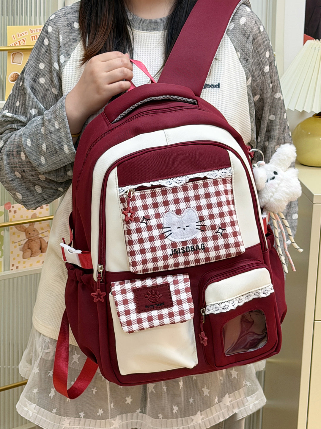 Anime-inspirierter Schulrucksack mit Katzenmotiv
