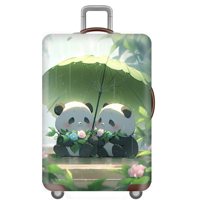 Unisexer nicht-elastischer Kofferbezug für Hartschalen-Trolley mit niedlichem Panda-Motiv, elastische Schutzhülle mit Griff- und Radausschnitten Skanto
