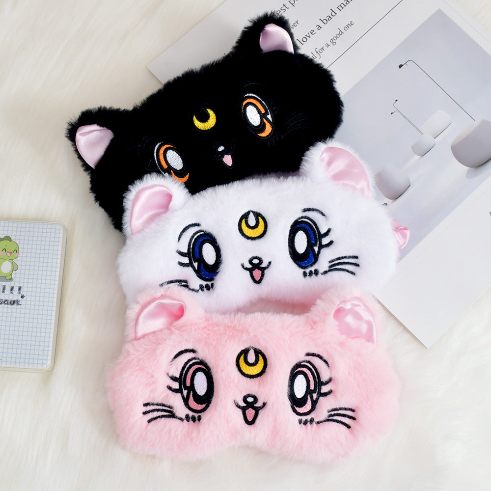 Nan flauschige Schlafmaske für Damen mit besticktem Katzenmotiv und weichem Komfort Skanto