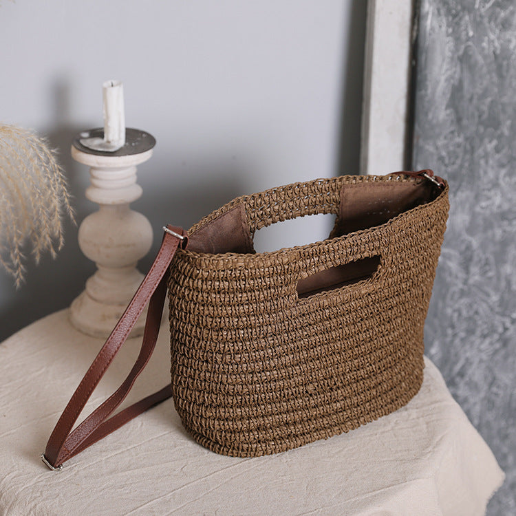 Handtasche aus Naturbaumwolle mit Ledergriffen Skanto