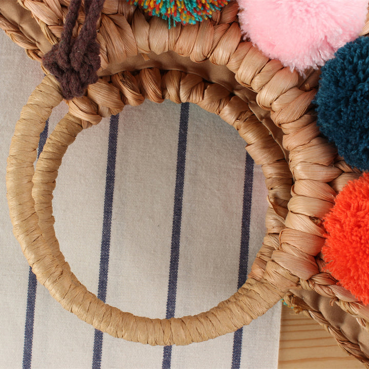 Strandtasche mit bunten Pompons Skanto