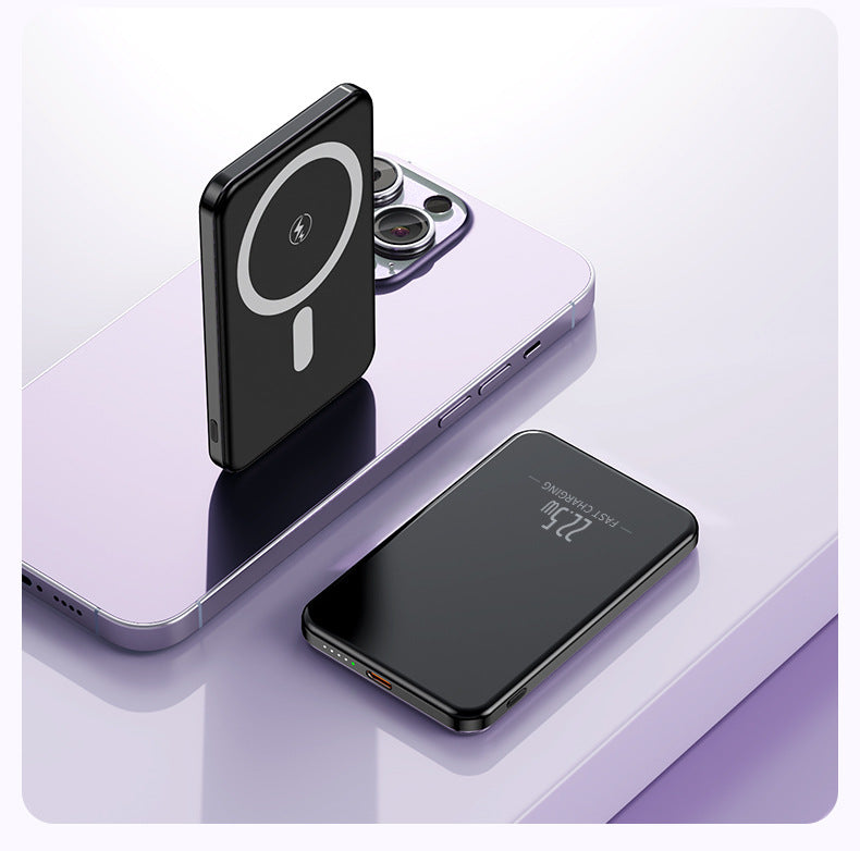 Tragbare Induktions-Powerbank mit schlankem Design und LED-Anzeige Skanto