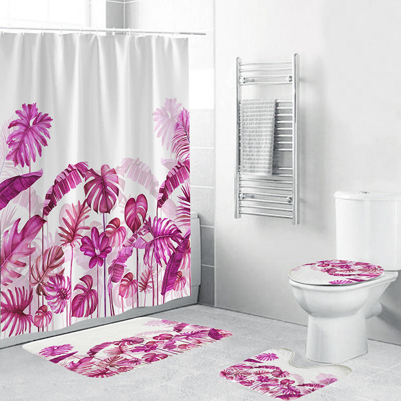 Badezimmer-Set mit tropischem Blätterdruck Skanto