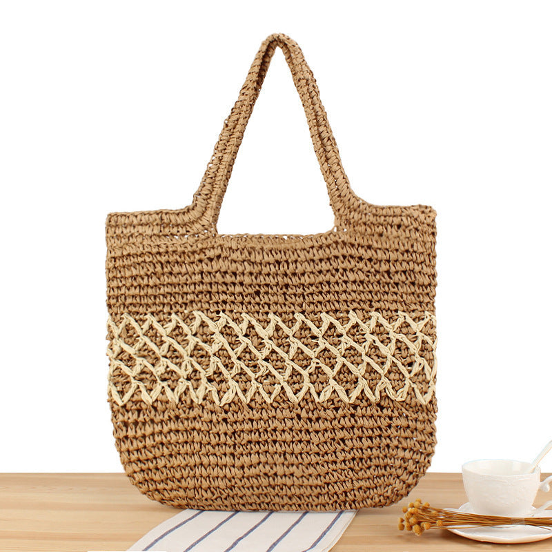 Große handgefertigte Raffia-Tragetasche Skanto
