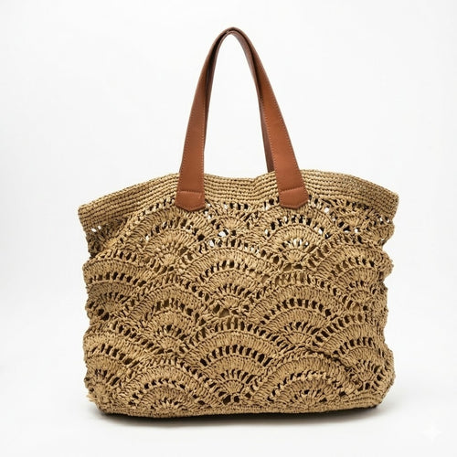 Handgefertigte Strandtasche mit elegantem Wellendesign Skanto