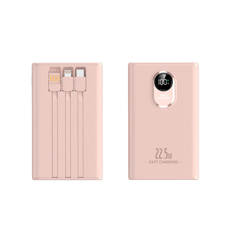 Kompakte Powerbank mit integriertem Schnellladeadapter und digitaler Leistungsanzeige Skanto