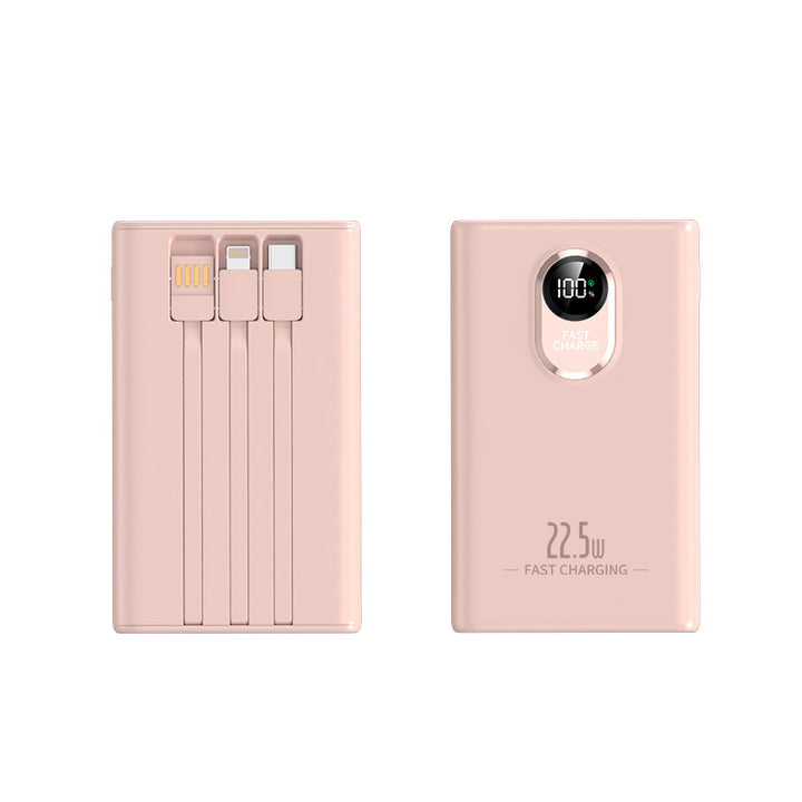 Kompakte Powerbank mit integriertem Schnellladeadapter und digitaler Leistungsanzeige Skanto