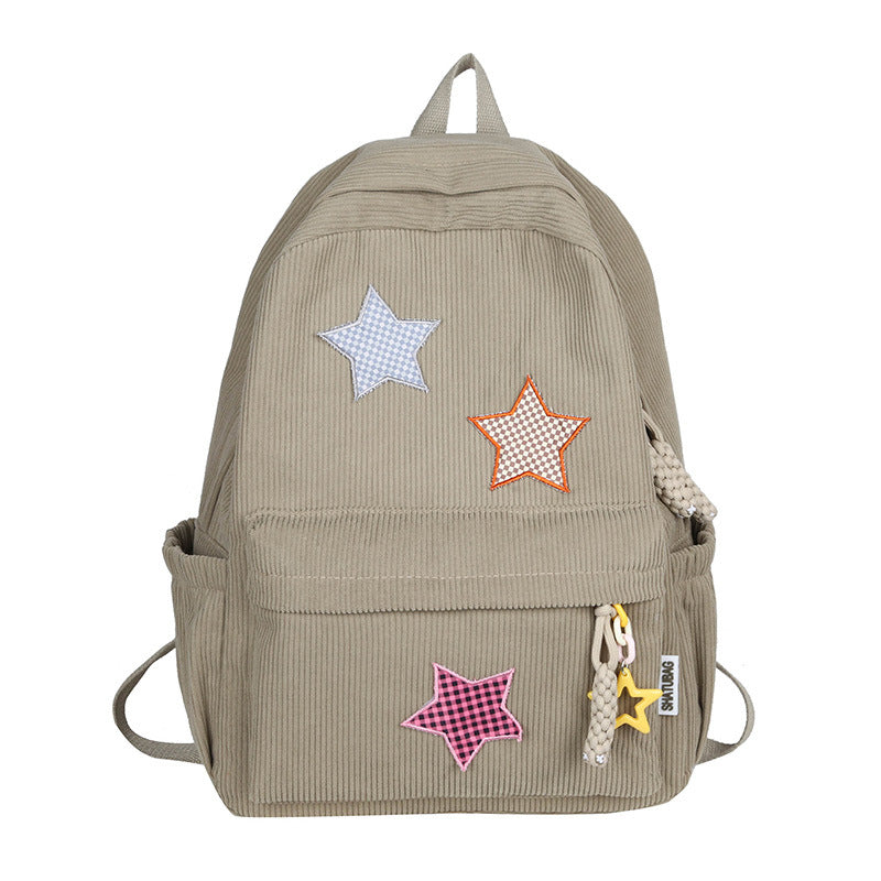 Lustige Schultasche aus Cord mit Sternenmuster Skanto