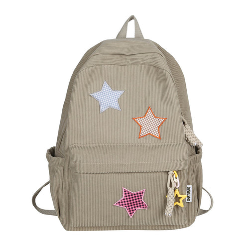 Lustige Schultasche aus Cord mit Sternenmuster Skanto