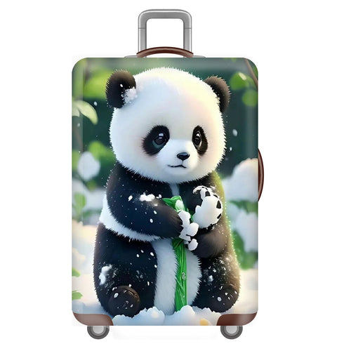 Unisexer nicht-elastischer Kofferbezug für Hartschalen-Trolley mit niedlichem Panda-Motiv, elastische Schutzhülle mit Griff- und Radausschnitten Skanto