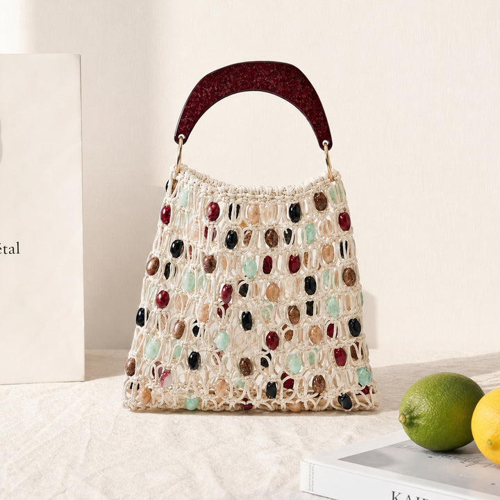 Handgefertigte Designer-Umhängetasche mit einzigartigen Steindetails Skanto