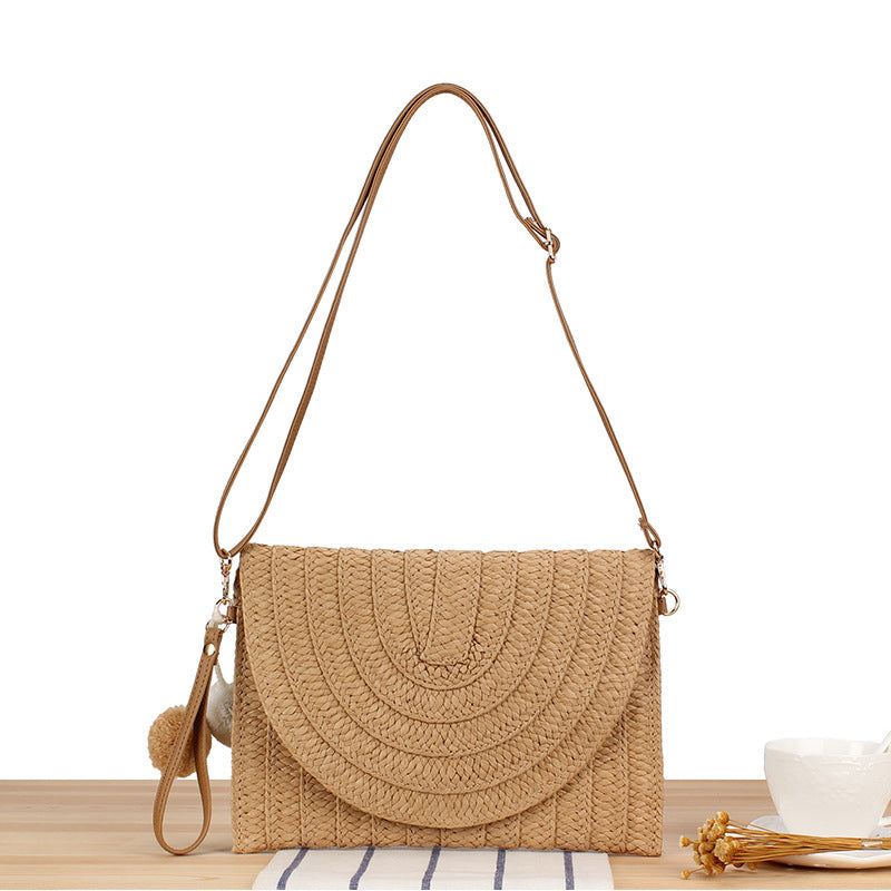Schultertasche aus gewebtem Naturmaterial mit originellem Wellenmuster Skanto