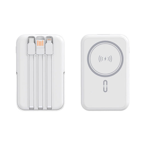 Tragbare Powerbank mit integriertem Ladekabel und kabelloser Ladefunktion Skanto