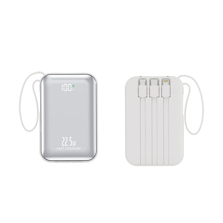 Tragbare Powerbank mit Schnellladefunktion und integriertem Kabelsystem Skanto