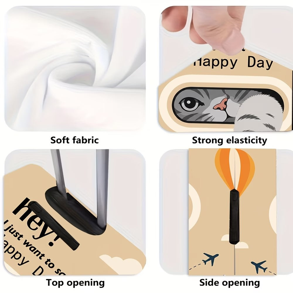 Unisexer nicht-dehnbarer Kofferbezug mit 3D-Katzenfenster-Design, kratzfestem Stretch-Polyester und Reißverschluss Skanto