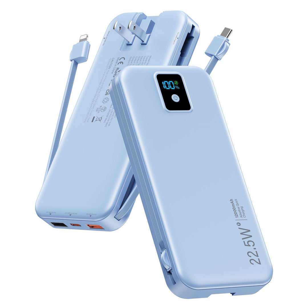 Powerbank mit digitalem LCD-Display und integriertem Ladegerät Skanto