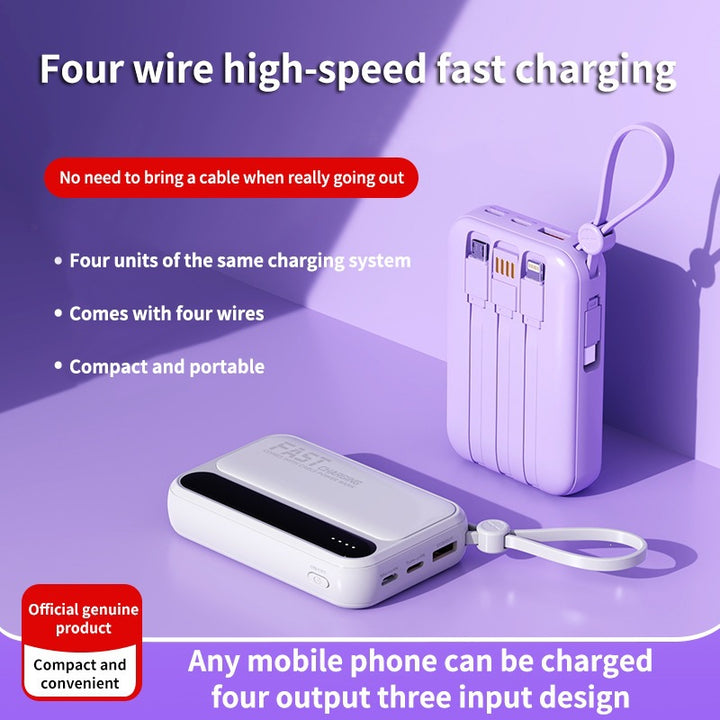 Tragbare Powerbank mit integrierten Schnellladeanschlüssen und Multifunktionskabel Skanto