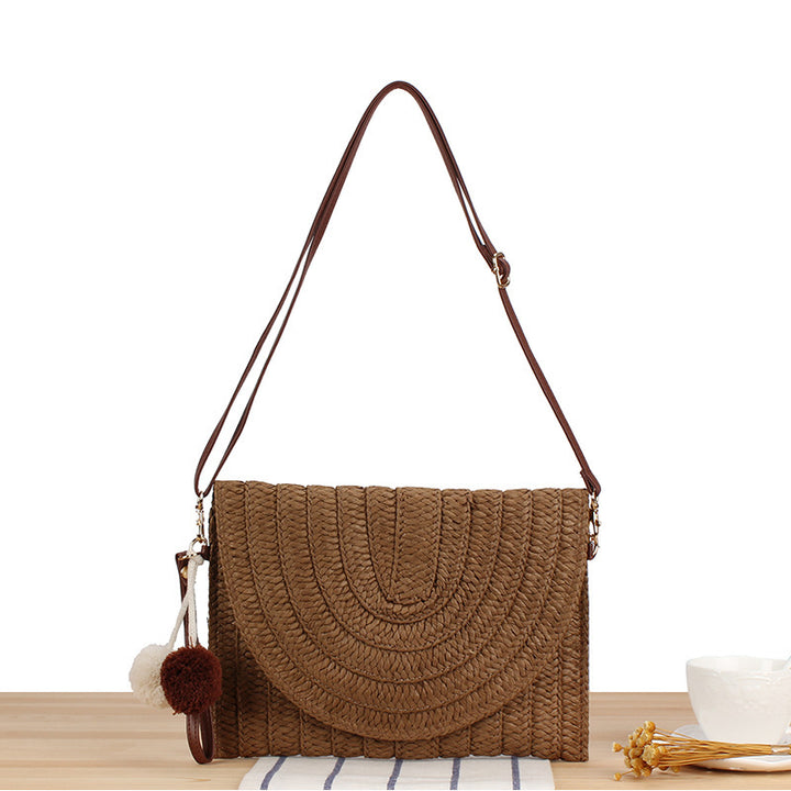 Schultertasche aus gewebtem Naturmaterial mit originellem Wellenmuster Skanto