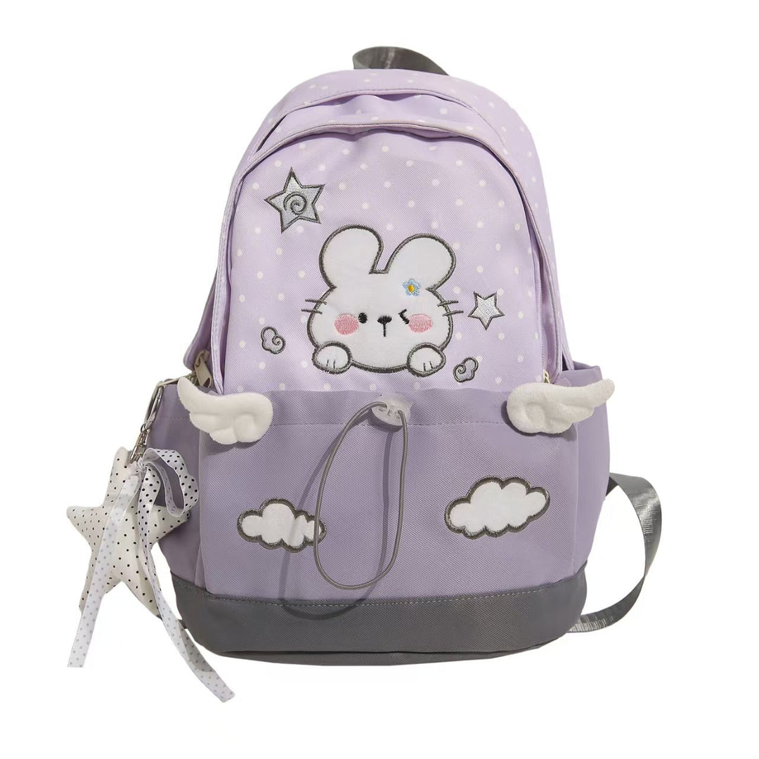 Verspielter Schulrucksack mit Hasenmotiv Skanto