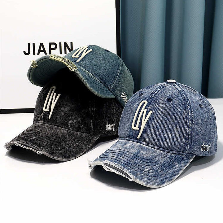 Damen Baseballkappe im Used-Look aus Jeans mit Stickerei Skanto