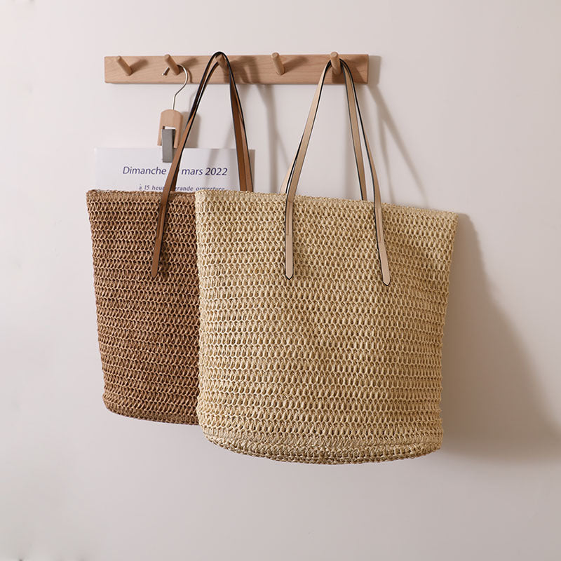 Geflochtener Shopper mit eleganten Ledergriffen Skanto