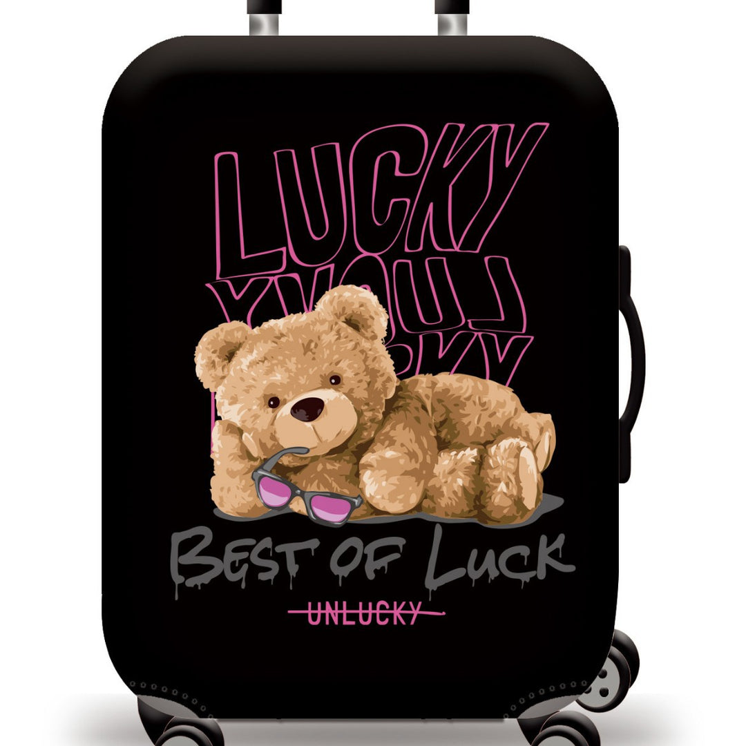 Skanto Unisex Kinder-Trolley-Koffer mit niedlichem Teddybär-Design, Hartschale, Teleskopgriff und vier drehbaren Rollen Skanto