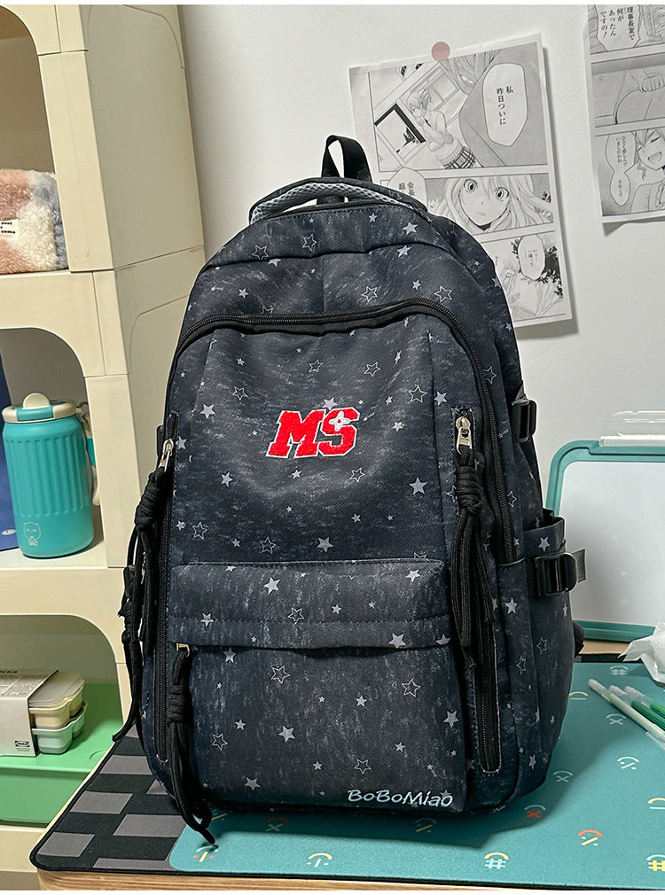 Lässiger Rucksack mit Sternenprint und mehreren Fächern