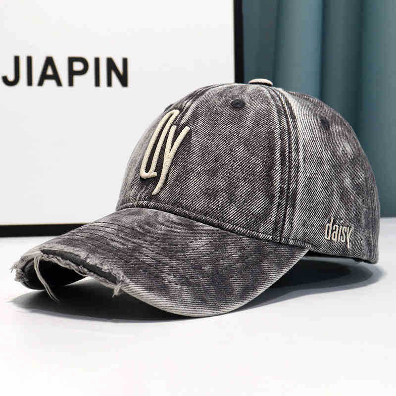 Damen Baseballkappe im Used-Look aus Jeans mit Stickerei Skanto