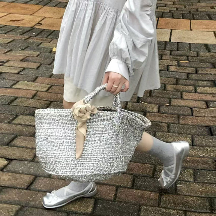 Elegante gewebte Korbtasche mit stabilen Griffen Skanto