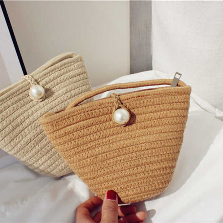 Handgemachte Makramee-Tasche mit Perlenakzent Skanto