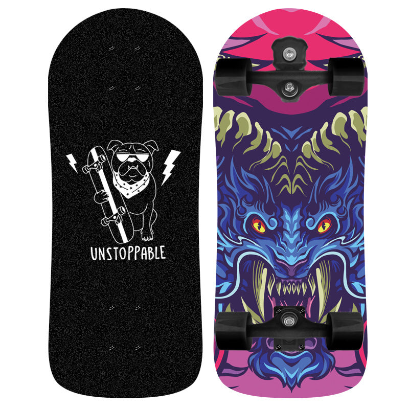 Skateboard Skanto mit Einhorn-Grafik