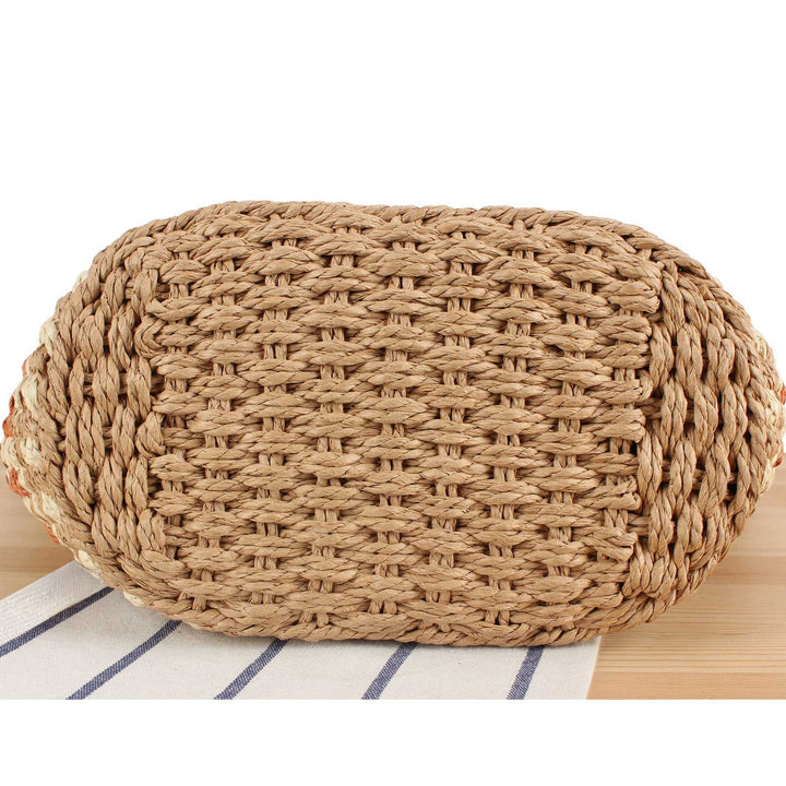Tote Bag aus geflochtenem Naturmaterial mit eleganten Ledergriffen Skanto