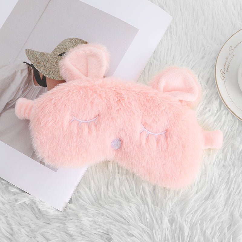 Niedliche Einhorn-Schlafmaske für Damen mit bestickten Wimpern, weichem Plüsch und elastischem Rüschenband Skanto