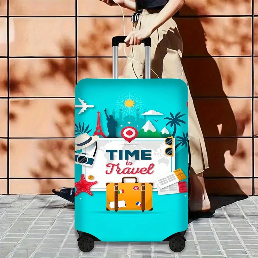 Unisex nicht-elastische Gepäckhülle im Retro-Reiseposter-Design mit Reißverschluss und Anti-Rutsch-Befestigungen für Spinner-Trolleys Skanto