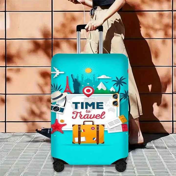Unisex nicht-elastische Gepäckhülle im Retro-Reiseposter-Design mit Reißverschluss und Anti-Rutsch-Befestigungen für Spinner-Trolleys Skanto