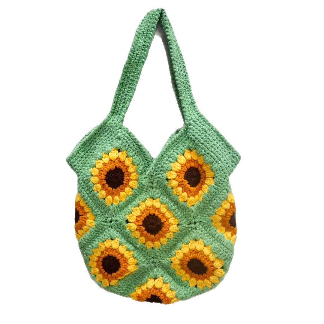 Handgefertigte Makramee-Umhängetasche mit Blumenmuster Skanto