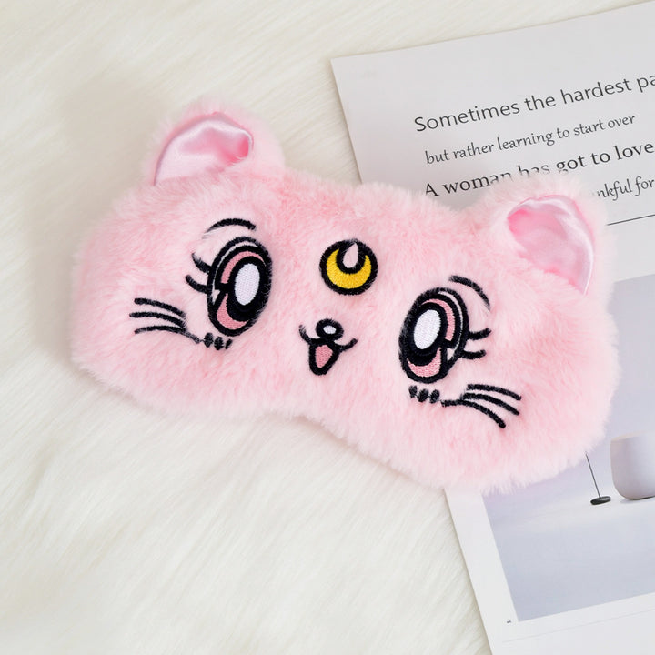Nan flauschige Schlafmaske für Damen mit besticktem Katzenmotiv und weichem Komfort Skanto