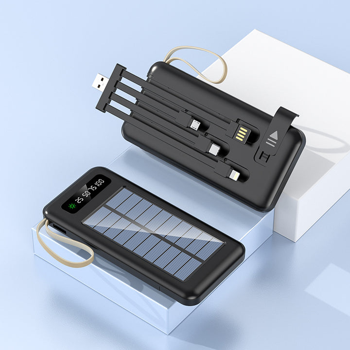 Portable Solar-Powerbank mit multifunktionalem Ladekabel Skanto
