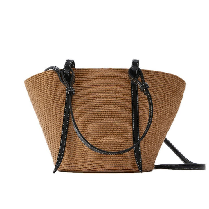 Geräumige Korbtasche mit eleganten Lederdetails Skanto